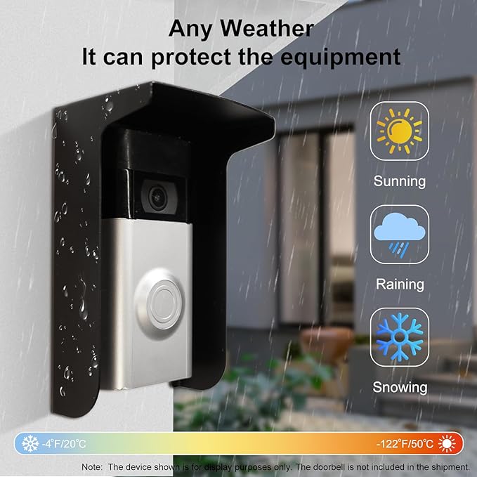 Dgyezhao Outdoor Black Doorbell Rain Anti-Glare Cover, Steel Weather-Blocking - Image 6
