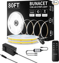 BUNACET 80FT/24m COB LED Strip Light Warm White Dimmable 6500K High Lumen CRI by BUNACET