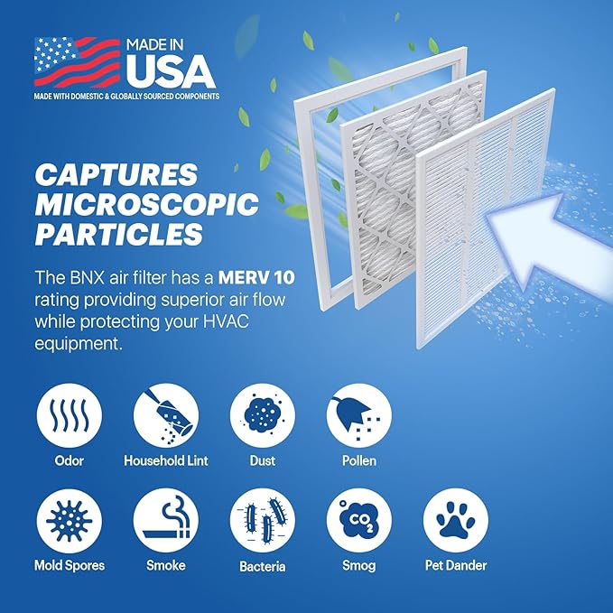 BNX TruFilter 14x20x1 MERV 10 AC Furnace Air Filter - Image 3