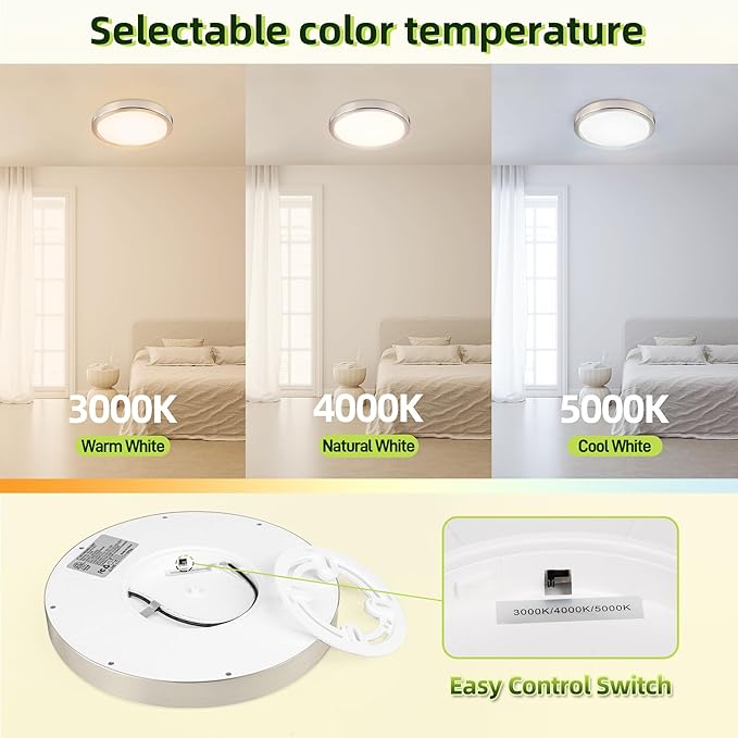 hykolity 2 Pack 9 Inch Selectable CCT LED Round Flat Panel Light, 18W 1800LM - Image 2