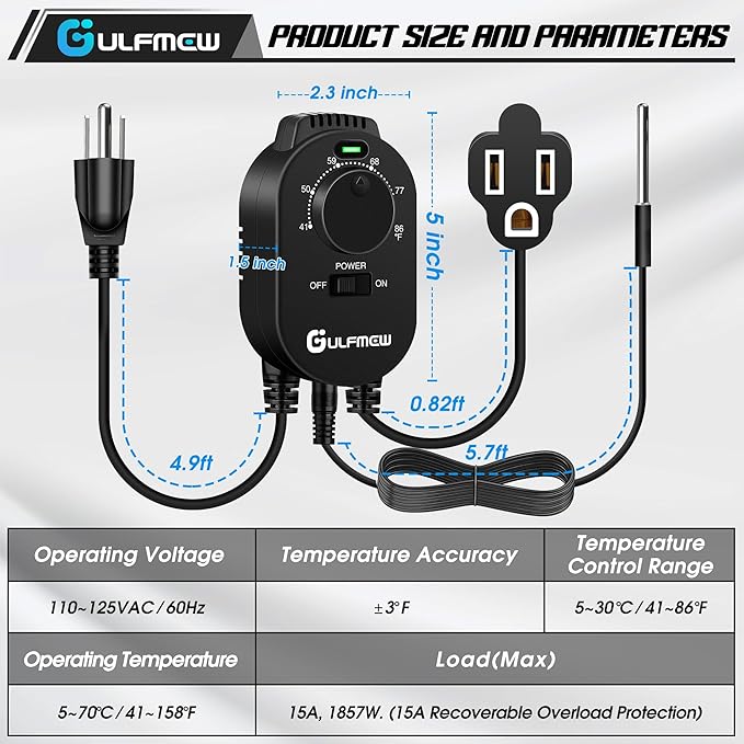 2 Pcs Plug in Thermostat for Heater, Thermostat Plug Outlet - Image 2