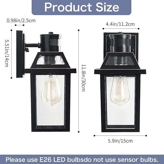 Motion Sensor Outdoor Wall Lights, Porch Light Outdoor 3 Lighting Modes - Image 5