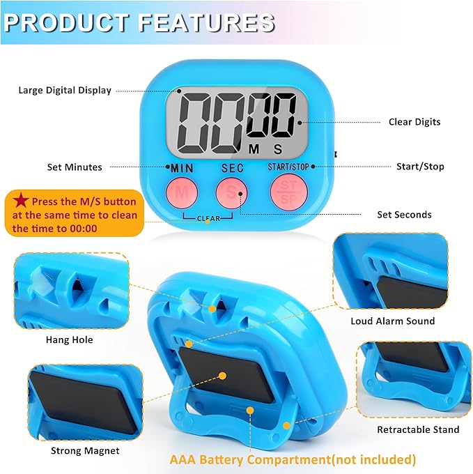 ZILLEEN Classroom Timer for Kids Teachers 12 Pack Digital Timers - Image 8
