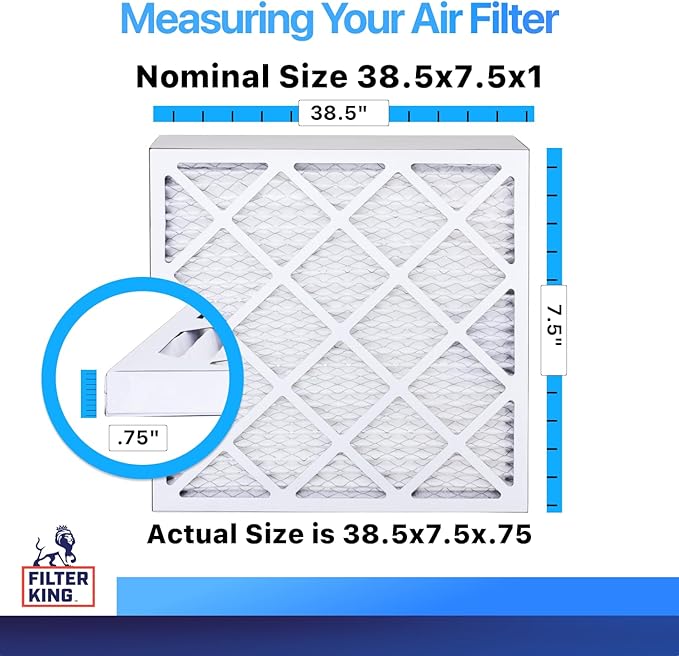 Filter King 38.5x7.5x1 Air Filter | 4-PACK | MERV 8 HVAC Pleated A/C Furnace - Image 2