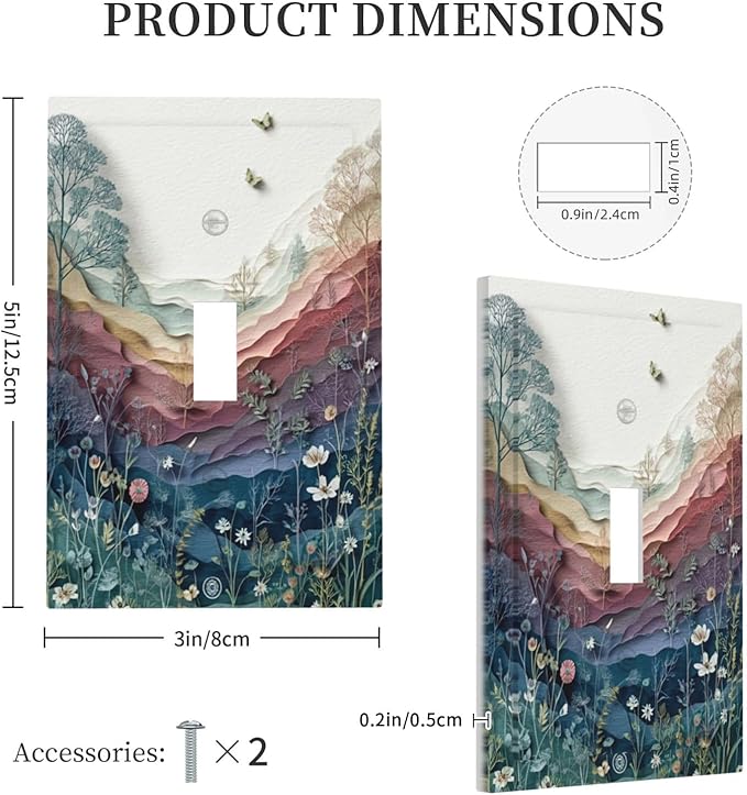Bvtewkhz Butterfly Nature Floral Plant Leaves 1 Gang Single Toggle Wall Plate - Image 4