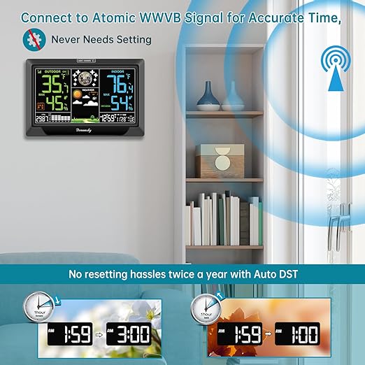 DreamSky Weather Station Indoor Outdoor Thermometer Wireless, Atomic Clock - Image 5