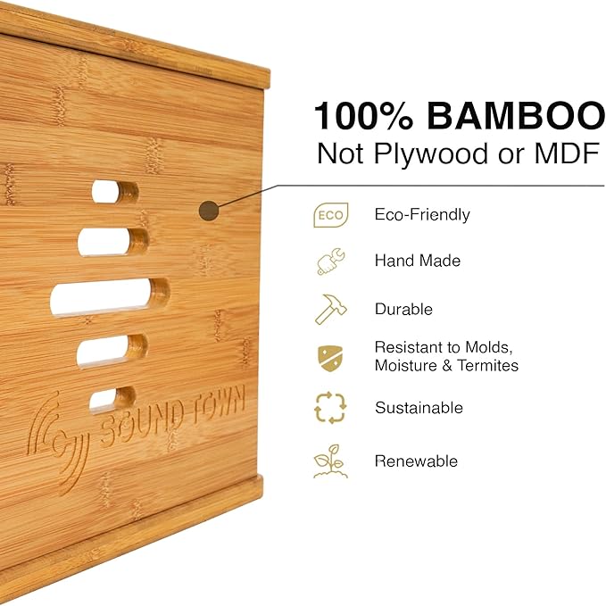 Sound Town DIY Solid Carbonized Bamboo Slanted 16U Studio Rack, - Image 6