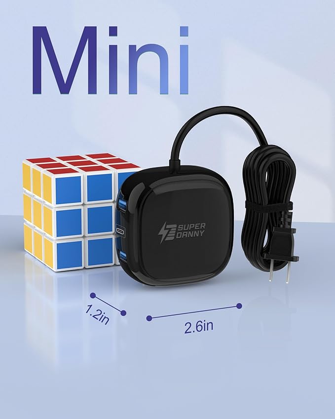 SUPERDANNY 6-Port USB Charger 8A, 40W Mini USB Charging Station, Charging - Image 3