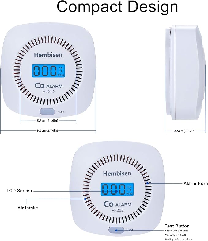 3 Packs Carbon Monoxide Detectors - Image 2