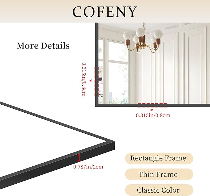 Black Bathroom Mirror, Modern Vanity Wall Mirror - Image 5