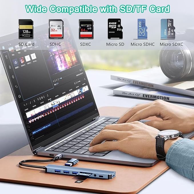 USB C Hub USB Hub 3.0, VIENON Aluminum 8 in 1 USB Extender - Image 4