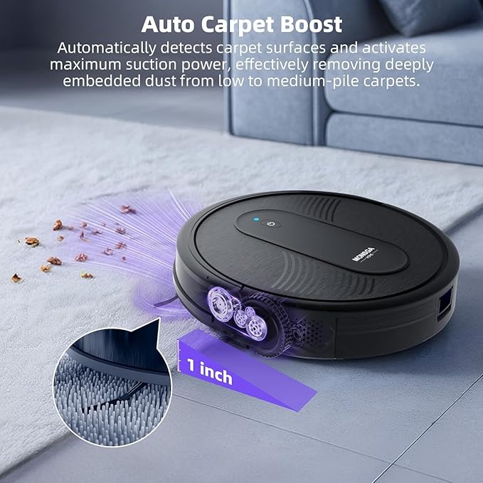 MONSGA Robot Vacuum Cleaner, 4000Pa Powerful Suction Robotic Vacuum, 3.2" - Image 5