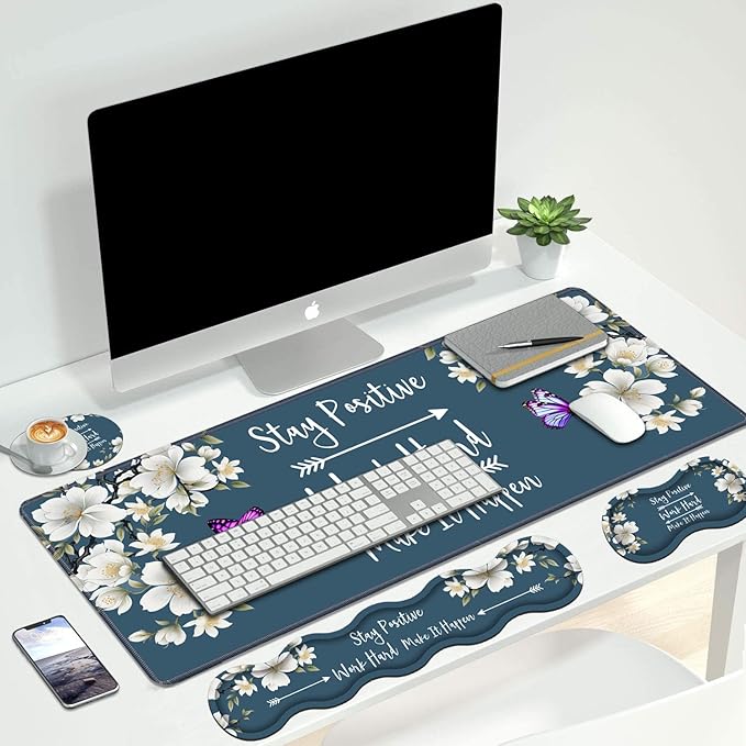 4 in 1 Ergonomic Keyboard Wrist Rest & Mouse Pad Wrist Rest Set, Stay Positive - Image 7