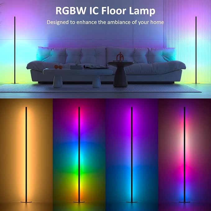 Corner Floor Lamp, RGB IC LED Corner Lamp, 16 Million DIY Color & Warm White - Image 3