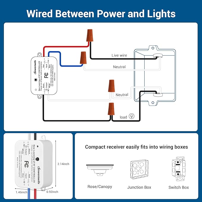 DEWENWILS 3 Way Wireless Light Switch and Receiver Kit, Remote Control - Image 7