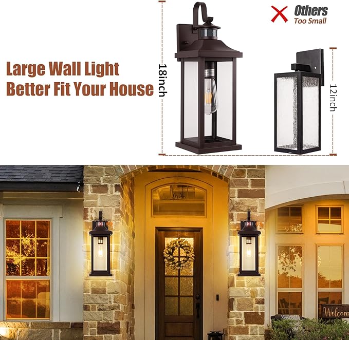 Roravilila Dusk to Dawn Motion Sensor Outdoor Lights Oil Rubbed Bronze 2-Pack - Image 9