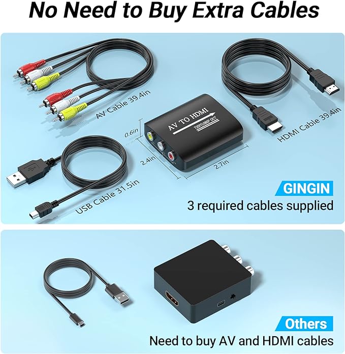 GINGIN RCA to HDMI Converter, AV to HDMI Converter - Image 5