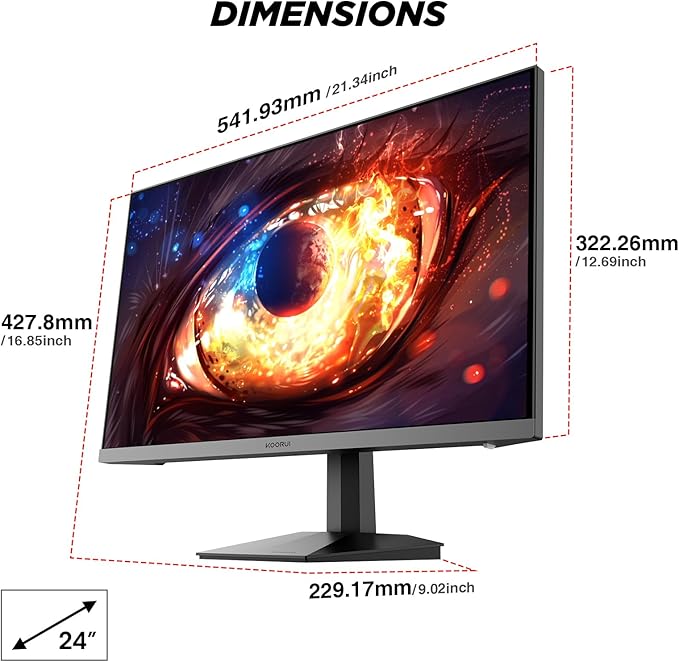 KOORUI 24" Gaming Monitor, 180Hz 1ms Fast IPS Monitor, 1440P HDR400 Display - Image 8