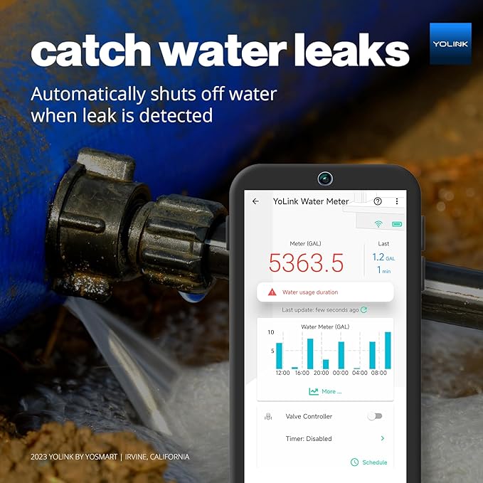 YoLink FlowSmart NSF Smart Water Monitor and Leak Detection: 1 Inch Advanced - Image 3