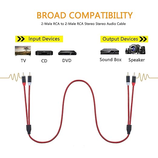 RCA Cable 40Ft, 2Rca Male to 2-RCA Male Audio Stereo Subwoofer Cable - Image 4