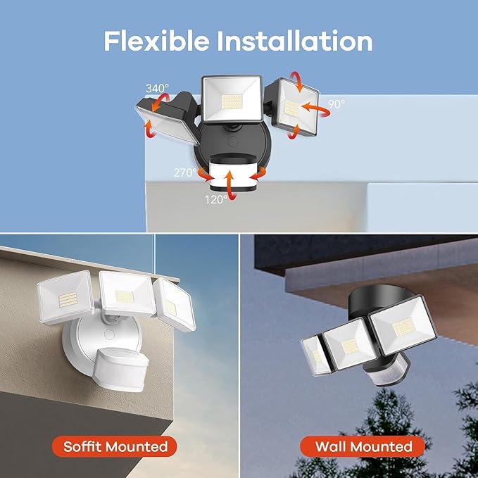 OREiN 10000LM Flood Lights Outdoor, 180°/75FT Motion Sensor Outdoor Lights 4 - Image 7