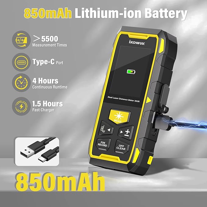 IKOVWUK Dual Laser Measuring Tool, 393FT/120M Bilateral Laser Distance Meter 6 - Image 4