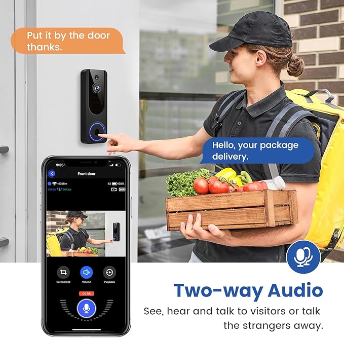 VanaOrbi 1080p WiFi Video Doorbell Camera Wireless, Battery Powered, AI Human - Image 3