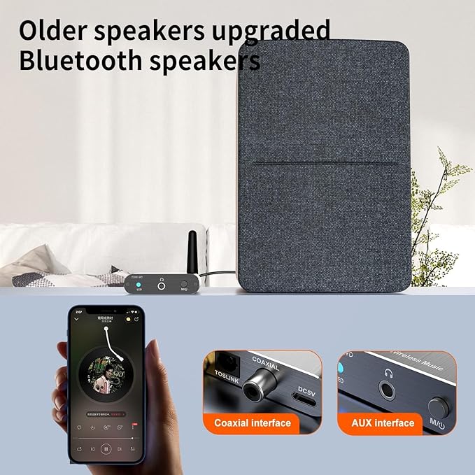 Bluetooth 5.2 Receiver Adapter for Old Home Stereo Receiver Speakers, Wireless - Image 5