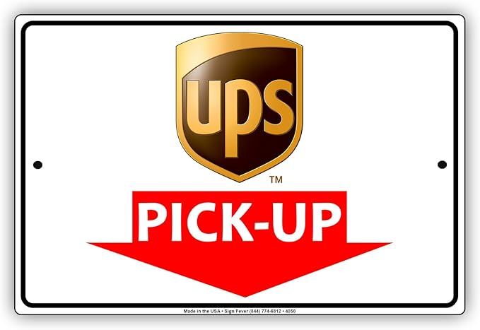 UPS Mail with Graphic Pick-Up Here Postal Service Caution Warning Notice by Afterprints