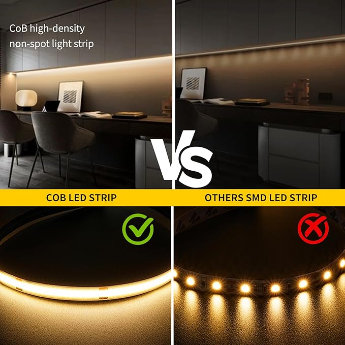 Pandery COB LED Strip Lights Warm White, 24V Dimmable led Light Strip KIT - Image 6