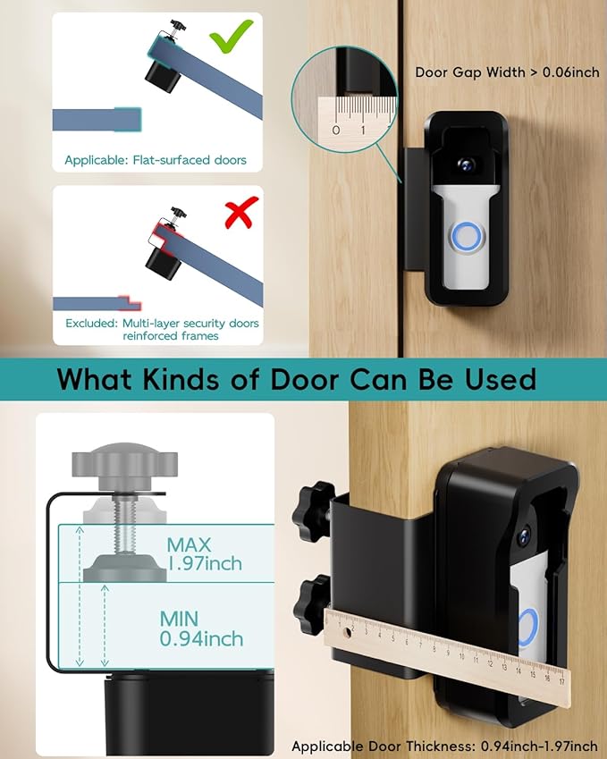 ZUMIMALL Anti-Theft Video Doorbell Mount, No-Drill Doorbell Mounting Bracket - Image 6