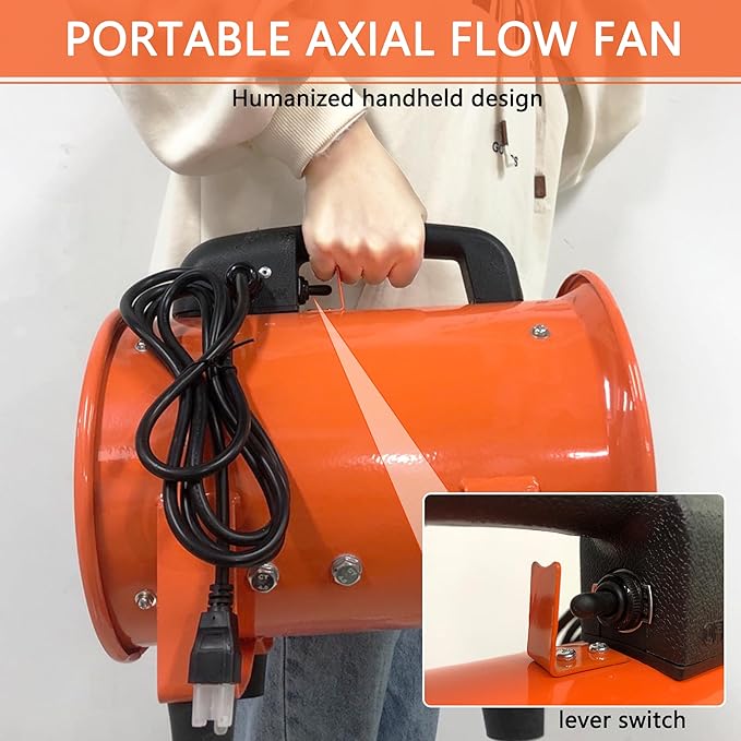 FICBXRA Utility Blower Fan 8 Inch Portable Axial Exhaust Fan 230W/2A 900CFM - Image 5