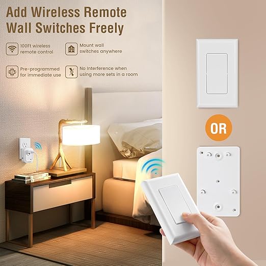 SURAIELEC Wireless Wall Switch Remote Control Outlet, No Wiring Needed - Image 2