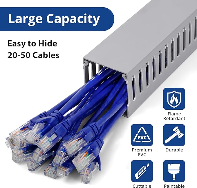 ZhiYo 68in Server Rack Cable Management Raceway, H2.4 x W2in Large Capacity - Image 4