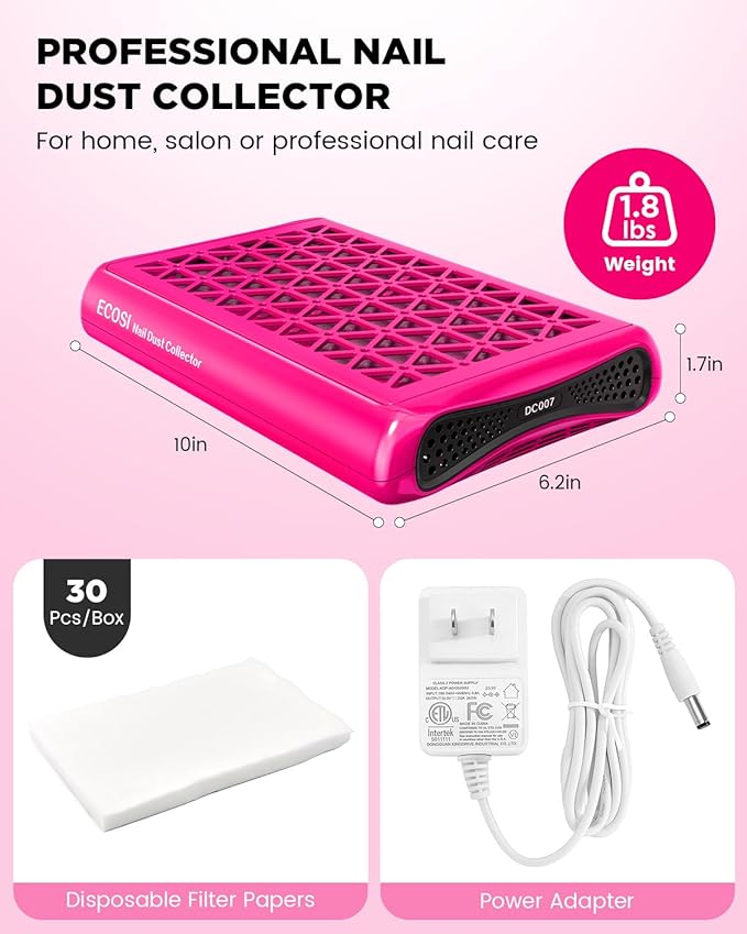 ECOSI Nail Dust Collector, Dual Turbo & 1600PA Professional Vacuum Fan Dust - Image 7