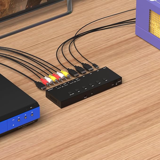 5 in to 1 Out RCA/HDMI Switcher，3 Way HDMI 2.0 + 2 RCA to HDMI Converter - Image 6