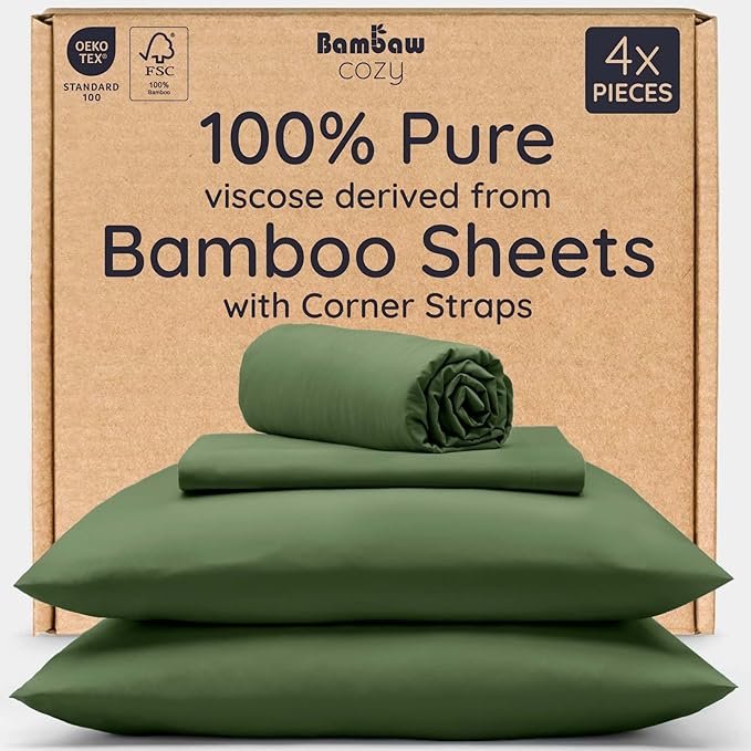 Bambaw 100% Viscose Derived from Bamboo Sheets Queen Size Set – 4pcs Cooling by Bambaw