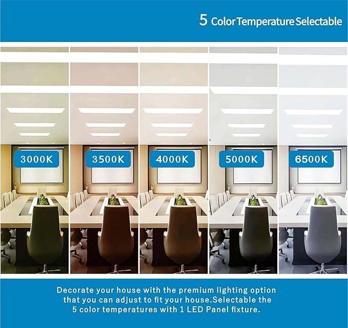 2x4 FT LED Light Flat Panel, 5 CCT 3K | 3.5k | 4K | 5K | 6.5K, Dimmable - Image 2