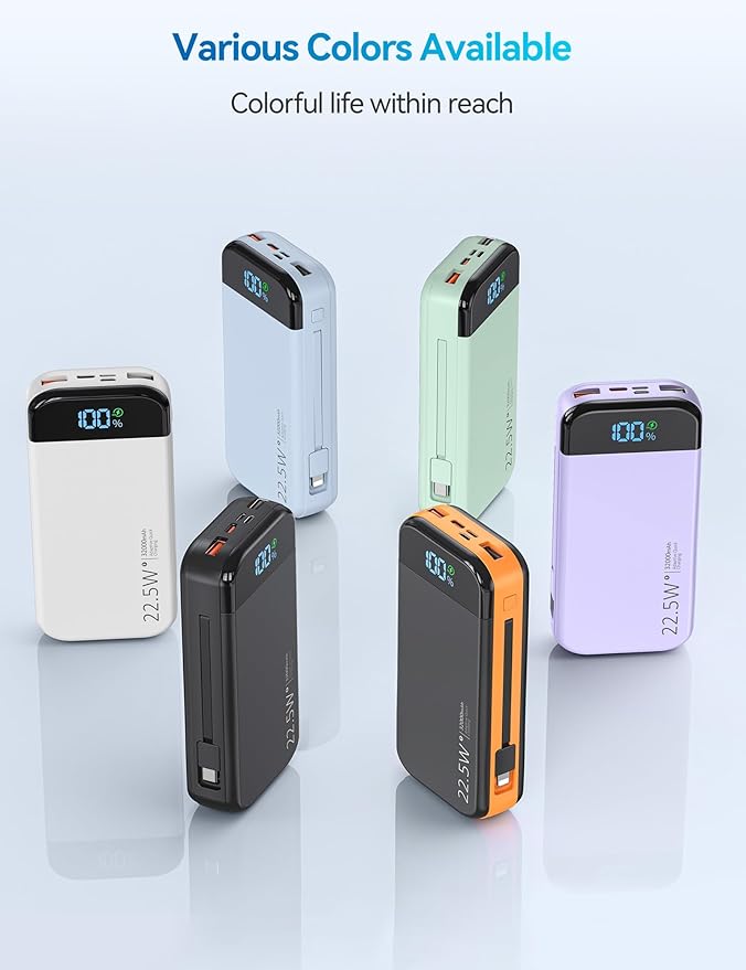 LENGSUM Portable Charger Power Bank Built-in Cables, 32000mAh 22.5W USB C Fast - Image 8