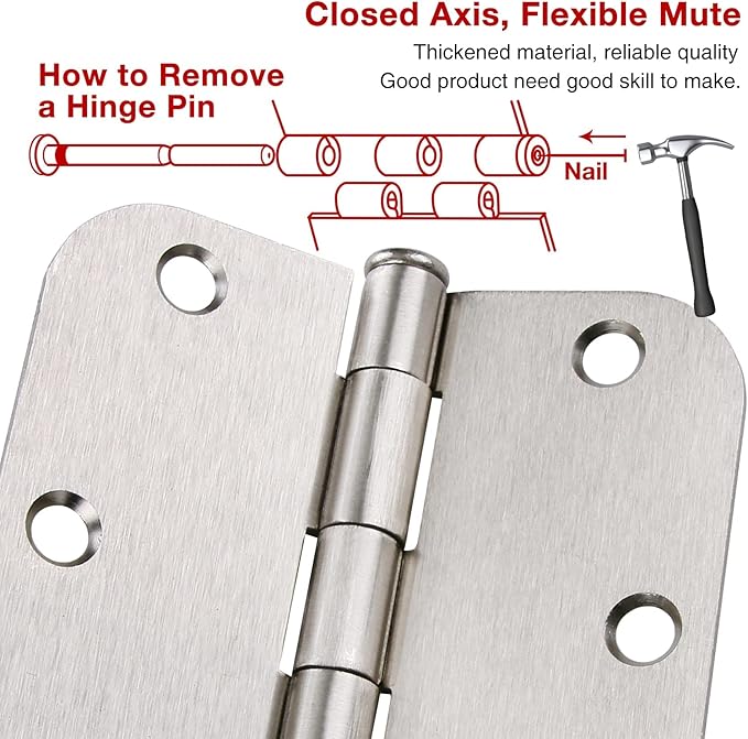 12 Pack Interior 3.5" Brushed Nickel Door Hinges - Image 6