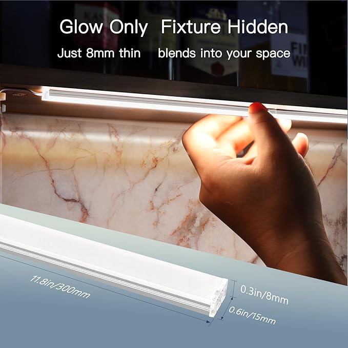 V4light Plug in Under Cabinet Lighting, 6 Pack 12 Inch Ultra-Slim LED Light Bars - Image 5