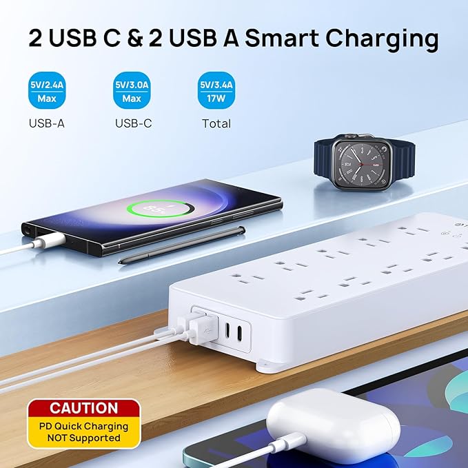 TROND Power Strip Surge Protector, ETL Listed, 10 Widely Spaced Outlets - Image 3