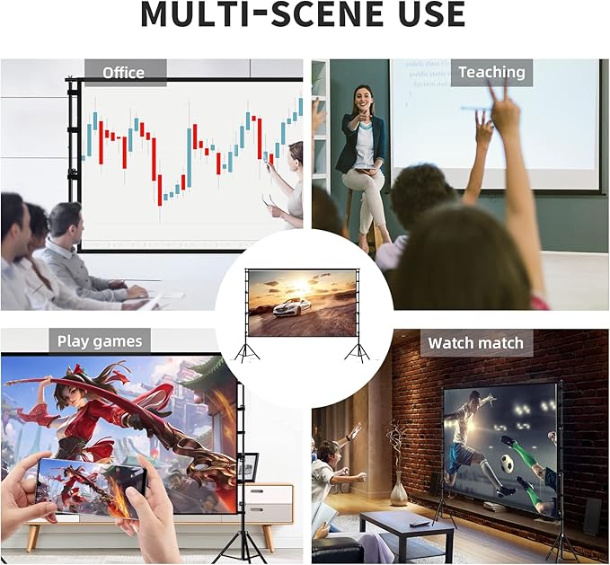 TOWOND Projector Screen and Stand, 150 inch Indoor Outdoor Projection Screen - Image 7