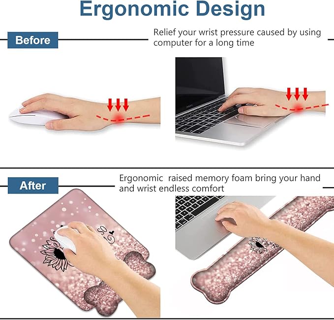 Ergonomic Mouse Pad Wrist Support and Keyboard Wrist Rest Set - Image 4