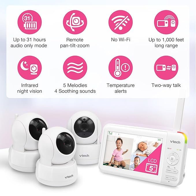 VTech 3 Cameras Video Baby Monitor - Image 2