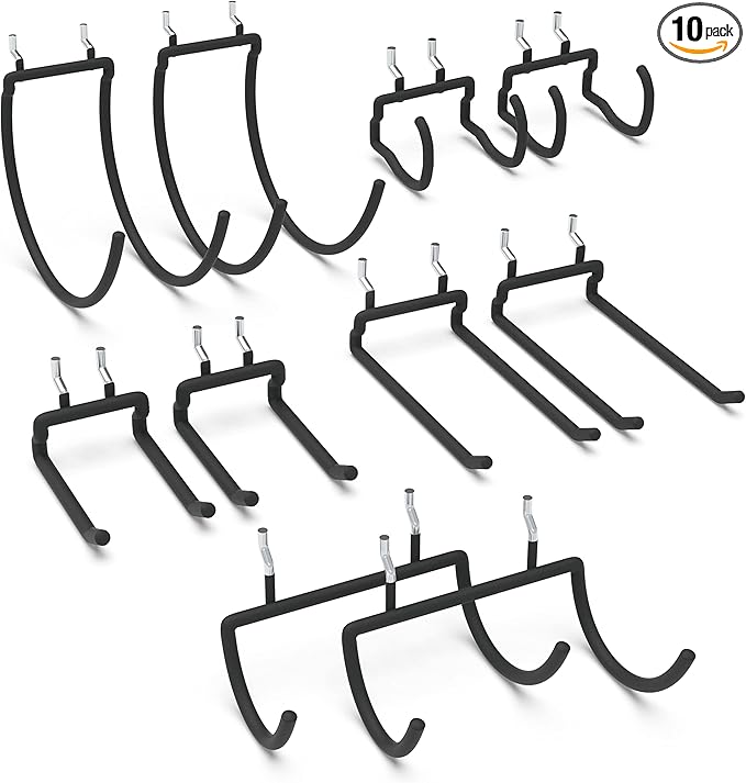 HUHOLE Pegboard Drill Holder, Peg Board Utility Hooks, 10 Pack Heavy Duty Peg by HUHOLE