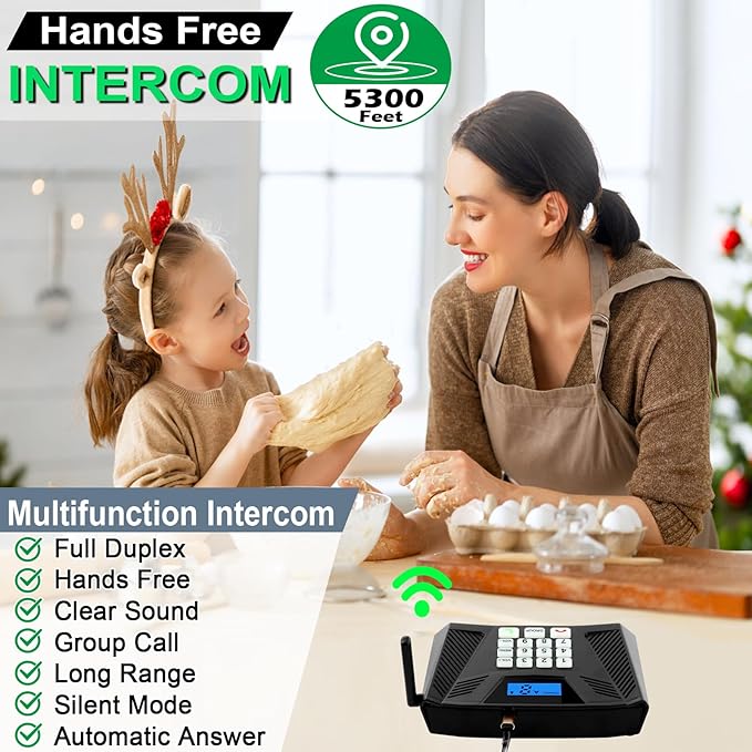 SANZUCO Intercoms Wireless for Home Upgraded, 5300ft Full Duplex Intercom - Image 2