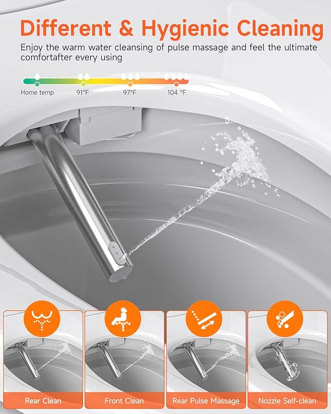 WANSID Smart Toilet with Bidet Built in, Bidet Toilet with Auto Open/Close Lid - Image 4