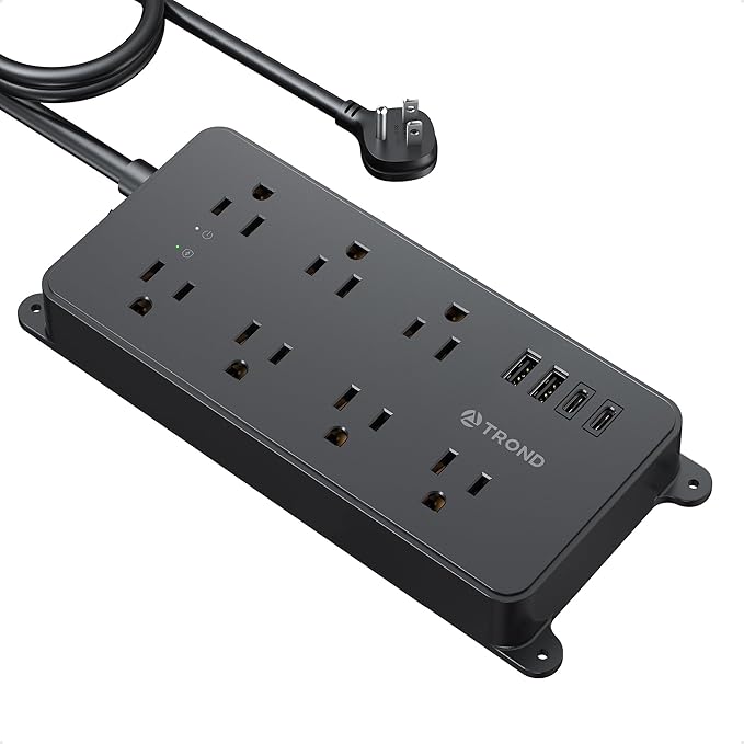 TROND Power Strip Surge Protector 10ft, ETL Listed, Flat Plug Extension Cord by TRONDOfficial
