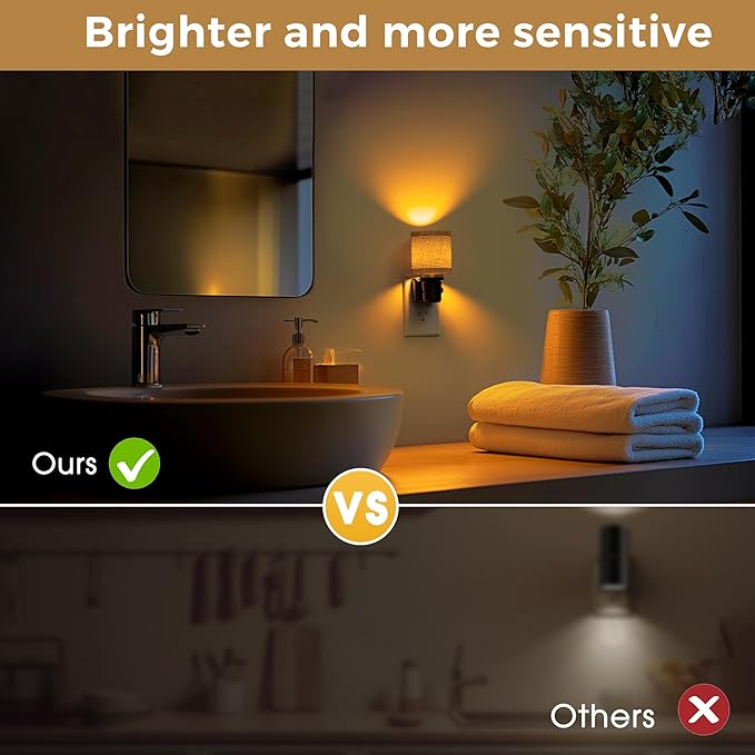 L LOHAS LED Night Lights Plug into Wall, 2 Pack Linen Fabric Cylinder Decor - Image 6